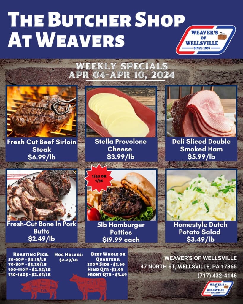 Wevers Menu The Butcher Shop at Weaver's - Weaver's of Wellsville